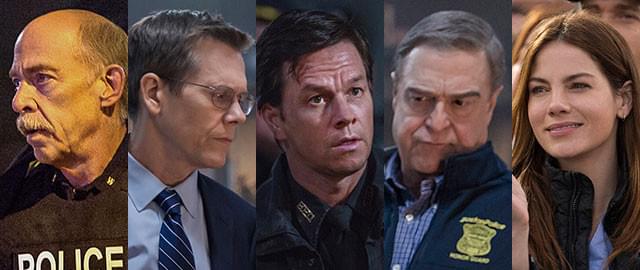 (左から)シモンズ、ベーコン、ウォールバーグ、グッドマン、モナハンの面々