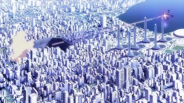 「ヱヴァンゲリヲン新劇場版：序」より／右上の海上に浮遊しているのが第6の使徒 (C)カラー