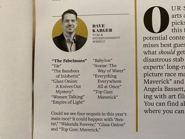 （画像A）：アワードエキスパートのひとりが、「アバター」続編の作品賞候補入りを予想する記事